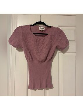 Rouje Mauve Puff-Sleeve Knit Top